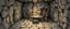 Placeholder: book illustration, artist drawn fantasy map of 4x4 meter room, with an ogre and an orc captain, and a chest under a table, the room is rough and cavelike, we also see mapping of the corridors around the room