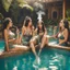 Placeholder: Elvish harem women smoking hookah in a pool