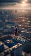 Placeholder: drone shot of superman over Nidelven in Trondheim, shot on Hasselblad h6d-400c, zeiss prime lens, bokeh like f/0.8, tilt-shift lens 8k, high detail, smooth render, down-light, unreal engine, prize winning