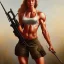 Placeholder: bodybuilder woman holding rifle gerald brom