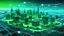Placeholder: Sprawling green community with Digital smart city infrastructure and rapid data network. Digital city, smart society, smart homes, digital community. DX, IOT, digital network concept