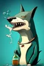 Placeholder: shark-dog drunk cartoon cat smoking