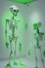 Placeholder: An exhibition of aliens with a white wall and green skeletons for aliens