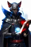 Placeholder: En Young male black skin tiefling fra dnd holding a book with Arcane Magic in a silver and White Rope and a silver cloak. His horn a perfectly place on acet from the front to the back pointing upwards with glowing Red cat Eyes glowing Blue Arcane Magic around them ice crystals flowing around him. His close is elegant get simple. A adorable black cat with red eyes Sitting on his Shoulder