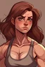 Placeholder: brown haired buff girl syled