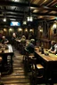 Placeholder: pirate tavern, pirates of the Caribbean style, tables with drunk people sitting