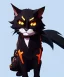 Placeholder: cat 2d, knight, ninja, black fur,full body, orange torn coat,game character, strong, anime, chibi, game sprite