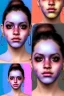 Placeholder: Ultra Realistic image, Rosalía artist, portrait, waist up portrait, black eye line, sweet face, gold pink and blue geisha style, spray line make up, geometric, led lights, neon, rings piercing, led ornament, fog, bubble latex coat, vibrant color, highly detailed, art stations, concept art, smooth, unreal engine 5, god rays, ray tracing, RTX, lumen lighting, ultra detail, volumetric lighting, 3d, finely drawn, high definition, high resolution.