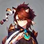 Placeholder: Anime portrait, anthropomorphic wolf character with fox ears and a tiger's tail, 8K resolution, ultra graphics, high quality, and detailed with lines.