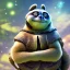 Placeholder: Master Oogway meditating, medium shot, background galaxy