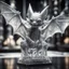 Placeholder: giger escher bat kobold sculpture in transparent white murano glass,bokeh like f/0.8, tilt-shift lens 8k, high detail, smooth render, down-light, unreal engine,bokeh like f/0.8, tilt-shift lens 8k, high detail, smooth render, down-light, unreal engine