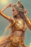 Placeholder: isometric clean art of super beautiful lady, soft lighting, shin hanga high definition, blender 3d, beautiful, long hair, bismuth filigree blonde hair, skin-tight metallic orange and teal cropped top and miniskirt