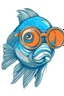 Placeholder: FISH wearing sunglasses, Style: Retro 80s, Mood: Groovy, T-shirt design graphic, vector, contour, white background.