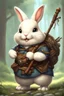 Placeholder: Cute chubby bunny adventurer with staff dnd art realism