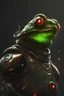 Placeholder: Frog Green Soldier Portrait Glow big red eye Gold Armor warrior fire Robotic lightning Silver Smoke Dust 16k details epic rare future water