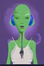 Placeholder: Female alien smoking. Vector image