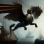 Placeholder: Epic massive Drawing Griffin Knight Flying estilo Caravaggio 4k