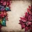 Placeholder: Hyper Realistic maroon leaves border & rainbow multicolor grungy rustic texture with vignette effect