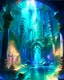 Placeholder: Atlantis palace dungeon room dungeon with a chrome cube floating over it painterly sci fi fantasy art