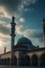 Placeholder: gambar masjid aestetik dengan pemandangan langit sore