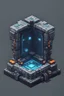 Placeholder: game asset, checkpoint, pixel art, small futuristic portal base , 2D front view