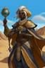 Placeholder: black female sand dune earth genasi wizard dnd