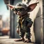 Placeholder: cool gremlin leaning against a wall, wearing flip down shaded glasses, in the style of a fallout 4,bokeh like f/0.8, tilt-shift lens 8k, high detail, smooth render, down-light, unreal engine, prize winning