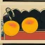 Placeholder: Ukiyo-e style illustration of three peaches stilllife