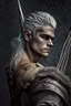 Placeholder: gladiator gray hair young medieval man with a longbow