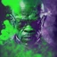 Placeholder: Samuel l jackson, mutando en un skrull, depresive green abstract digital art obscure smoke london dramatic