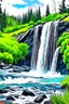 Placeholder: scenic waterfall landscape travel art painting