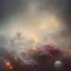 Placeholder: photographic camera in abstract style. fog and smoke in atmosphere. bokeh, lens flare. Dark mood. Dripping paint. oil on canvas, high detailed. beksinski