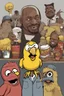 Placeholder: The Walking Dead x Tyler the Creator x The Character Happy is the current mascot for McDonald's Happy Meals and PlayPlaces. x Big Bird from Elmore Street x Fat black and white cat x Charlie from it’s always sunny in Philadelphia x Comic Book Art.