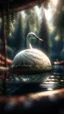 Placeholder: portrait of 4 dimensional swan inside a boat crystal ball hanging from a tree in the mountain , shot on Hasselblad h6d-400c, zeiss prime lens, bokeh like f/0.8, tilt-shift lens 8k, high detail, smooth render, down-light, unreal engine, prize winning