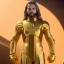 Placeholder: beautiful cosmic golden male, long hair, nice smiling, delicate colors, beautiful glamour galactic golden dress, ultra sharp focus, 8k, unreal engine 5, extremely sharp detail, light effect, soft light atmosphere of a spaceship, smooth, full of details, face in front, complete vision of face and body