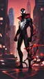 Placeholder: miles morales mix with venom symbiote in solo leveling shadow artstyle, Street boy them, intricate details, highly detailed, high details