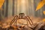 Placeholder: Captivating viewers with a touch of arachnid mystery, capture a realistic professional and marketing photoshoot featuring a majestic spider on a winding woodland path.