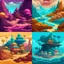 Placeholder: COLOR PALETTE for Dreamscape: Design surreal landscapes or dreamscapes filled with surreal elements like floating islands, surreal creatures, and unusual architecture.
