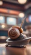 Placeholder: snail with rocker hair chilling at the barber shop,bokeh like f/0.8, tilt-shift lens 8k, high detail, smooth render, down-light, unreal engine, prize winning