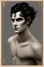 Placeholder: black haired horned young man satyr the style of art deco