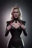 Placeholder: Kate Winslet as evil queen in black leather gown, cleavage, angry, stern look unreal 5, octane render,cinema4d, dynamic lighting, dramatic lighting, 4k, redshift render, highly detailed, hyper realistic