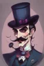 Placeholder: Strahd von Zarovich with a handlebar mustache wearing a top hat acting kawaii