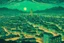 Placeholder: Create a magical cityscape, with a detailed, imaginative depiction in the style of Vincent Van Gogh, using acrylic material, illuminated by dreamy haze, featuring mint green colors, an aerial perspective, high detail quality, --v 1.