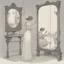 Placeholder: [art by W. Heath Robinson] the reflection in the mirror is not her