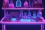 Placeholder: closeup laboratory tools on a bench , 16k, 3d rendering, expressively detailed, futuristic, cyberpunk, dynamic light, neon lighting,