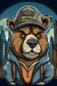 Placeholder: bear portrait like cartoon network style old school hip hop style new york background