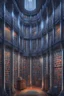 Placeholder: fantasy illustration of science fiction library, decorated in science fiction style with lot of books, trending on artstation, sharp focus, studio photo, intricate details, highly detailed