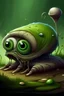 Placeholder: interesting slug thing doing a fart. a slime trail underneath it and bones coming out of its head. eating its boogers. doing a big fart. one big eye in the middle of its head. only one eye. one eye