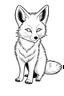 Placeholder: Simple on line draw for kids 'Arctic Fox' inolated on white, white background, without color, black and white, full image