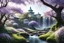Placeholder: Palais de cristal, ambiance fleurie, collines magiques, transparences, cascades, magolia, glycine, pommier du japon